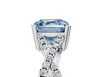 Fancy Blue Asscher Cut Diamond Solitaire Ring in White gold with Interwoven Pavé Band and Prong Setting_5