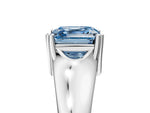 Fancy Blue Asscher Cut Diamond Solitaire Ring in White gold with Smooth Wide Band and Prong Setting_5