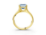 Fancy Blue Asscher Cut Diamond Solitaire Ring in Yellow gold with Smooth Wide Band and Prong Setting_3