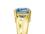 Fancy Blue Asscher Cut Diamond Solitaire Ring in Yellow gold with Smooth Wide Band and Prong Setting_5