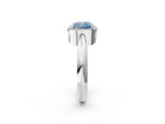 Fancy Blue Cushion Cut Diamond Halo Engagement Ring in Silver with Plain Split Shank and Prong Setting_14