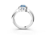 Fancy Blue Cushion Cut Diamond Halo Engagement Ring in White gold with Plain Split Shank and Prong Setting_3