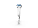 Fancy Blue Cushion Cut Diamond Halo Ring in Platinum with Cathedral Band and Prong Setting_14