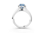 Fancy Blue Cushion Cut Diamond Halo Ring in Platinum with Cathedral Band and Prong Setting_15