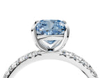 Fancy Blue Cushion Cut Diamond Pavé Solitaire Ring in White gold with Round Pavé Band and Prong Setting_4