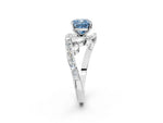 Fancy Blue Cushion Cut Diamond Solitaire Ring in White gold with Pavé Twist Band and Prong Setting_2