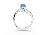 Fancy Blue Cushion Cut Diamond Solitaire Ring in White gold with Pavé Twist Band and Prong Setting_3