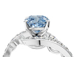 Fancy Blue Cushion Cut Diamond Solitaire Ring in White gold with Pavé Twist Band and Prong Setting_4