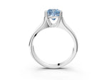 Fancy Blue Cushion Cut Diamond Solitaire Ring in White gold with Smooth Wide Band and Prong Setting_3