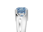 Fancy Blue Cushion Cut Diamond Solitaire Ring in White gold with Smooth Wide Band and Prong Setting_5