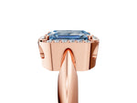 Fancy Blue Emerald Cut Diamond Halo Engagement Ring in Rose gold with Plain Split Shank and Prong Setting_5