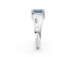 Fancy Blue Emerald Cut Diamond Solitaire Ring in Platinum with Smooth Wide Band and Prong Setting_14