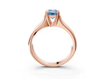 Fancy Blue Emerald Cut Diamond Solitaire Ring in Rose gold with Smooth Wide Band and Prong Setting_3