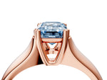 Fancy Blue Emerald Cut Diamond Solitaire Ring in Rose gold with Smooth Wide Band and Prong Setting_4