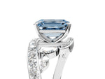 Fancy Blue Emerald Cut Diamond Solitaire Ring in Silver with Pavé Twist Band and Prong Setting_11