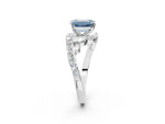 Fancy Blue Emerald Cut Diamond Solitaire Ring in Silver with Pavé Twist Band and Prong Setting_8