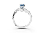 Fancy Blue Emerald Cut Diamond Solitaire Ring in Silver with Pavé Twist Band and Prong Setting_9