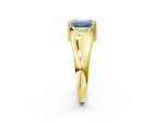 Fancy Blue Emerald Cut Diamond Solitaire Ring in Yellow gold with Smooth Wide Band and Prong Setting_2