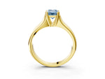 Fancy Blue Emerald Cut Diamond Solitaire Ring in Yellow gold with Smooth Wide Band and Prong Setting_3