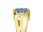 Fancy Blue Emerald Cut Diamond Solitaire Ring in Yellow gold with Smooth Wide Band and Prong Setting_5