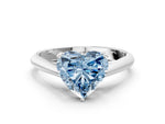 Fancy Blue Heart Cut Diamond Cathedral Solitaire Engagement Ring in White gold with Prong Setting