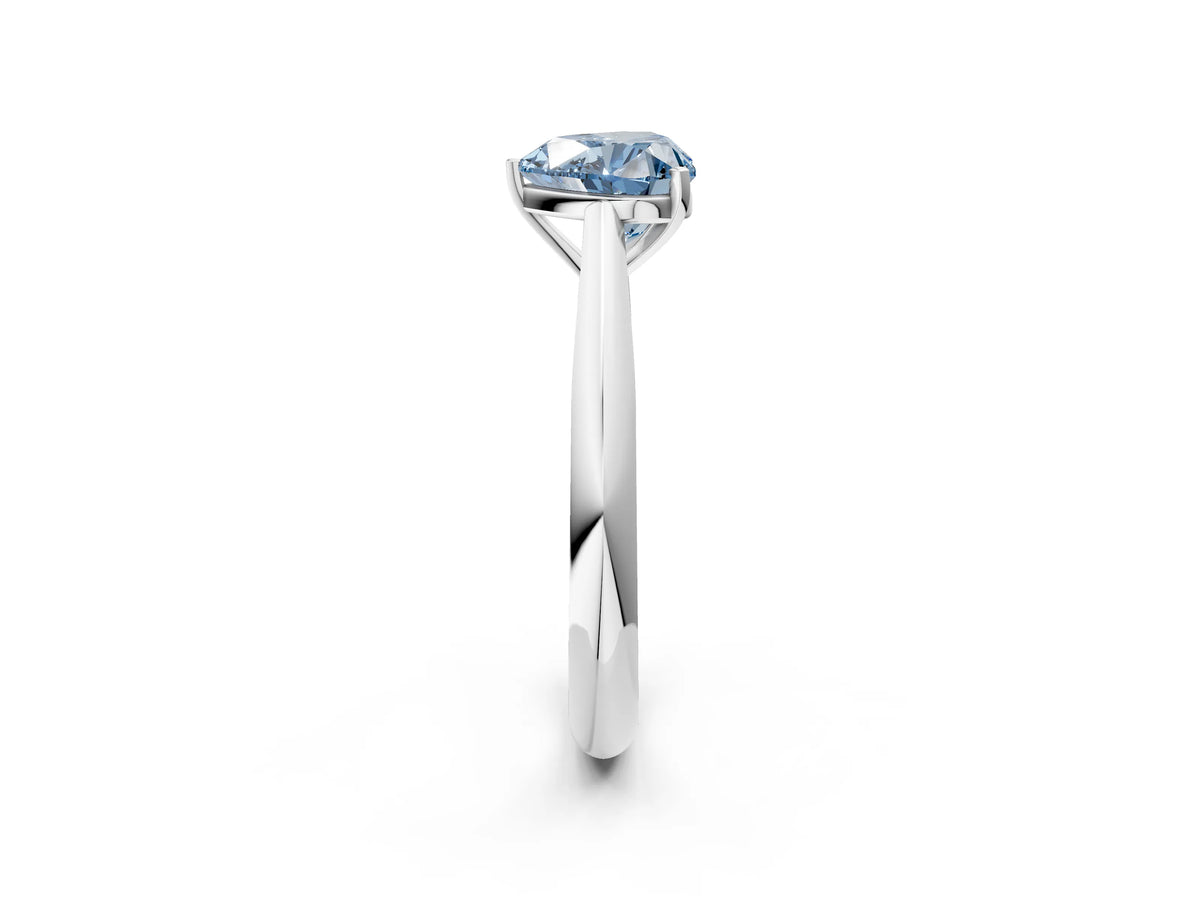 Fancy Blue Heart Cut Diamond Cathedral Solitaire Engagement Ring in White gold with Prong Setting_2