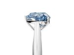 Fancy Blue Heart Cut Diamond Cathedral Solitaire Engagement Ring in White gold with Prong Setting_5