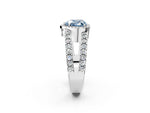 Fancy Blue Heart Cut Diamond Halo Ring in Silver with Split Shank Band and Prong Setting_14