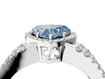 Fancy Blue Heart Cut Diamond Halo Ring in Silver with Split Shank Band and Prong Setting_16