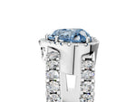 Fancy Blue Heart Cut Diamond Halo Ring in Silver with Split Shank Band and Prong Setting_17
