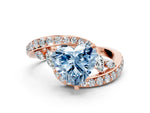 Fancy Blue Heart Cut Diamond Solitaire Ring in Rose gold with Pavé Twist Band and Prong Setting
