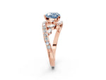 Fancy Blue Heart Cut Diamond Solitaire Ring in Rose gold with Pavé Twist Band and Prong Setting_2