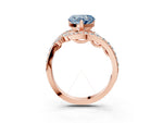 Fancy Blue Heart Cut Diamond Solitaire Ring in Rose gold with Pavé Twist Band and Prong Setting_3