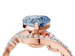 Fancy Blue Heart Cut Diamond Solitaire Ring in Rose gold with Pavé Twist Band and Prong Setting_4
