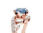 Fancy Blue Heart Cut Diamond Solitaire Ring in Rose gold with Pavé Twist Band and Prong Setting_5