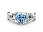 Fancy Blue Heart Cut Diamond Solitaire Ring in Silver with Interwoven Pavé Band and Prong Setting_6