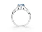 Fancy Blue Heart Cut Diamond Solitaire Ring in Silver with Interwoven Pavé Band and Prong Setting_9