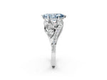 Fancy Blue Marquise Cut Diamond Halo Ring in Platinum with Marquise and Pavé Band in Prong Setting_8
