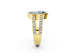 Fancy Blue Marquise Cut Diamond Halo Ring in Yellow gold with Split Shank Band and Prong Setting_2