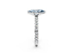 Fancy Blue Marquise Cut Diamond Pavé Solitaire Ring in Platinum with Round Pavé Band and Prong Setting_2