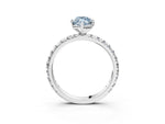 Fancy Blue Marquise Cut Diamond Pavé Solitaire Ring in Platinum with Round Pavé Band and Prong Setting_3