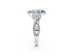 Fancy Blue Marquise Cut Diamond Solitaire Ring in Platinum with Interwoven Pavé Band and Prong Setting_8