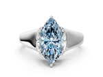 Fancy Blue Marquise Cut Diamond Solitaire Ring in Platinum with Smooth Wide Band and Prong Setting_12