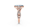 Fancy Blue Marquise Cut Diamond Solitaire Ring in Rose gold with Interwoven Pavé Band and Prong Setting_2