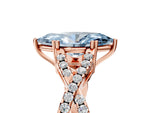Fancy Blue Marquise Cut Diamond Solitaire Ring in Rose gold with Interwoven Pavé Band and Prong Setting_5