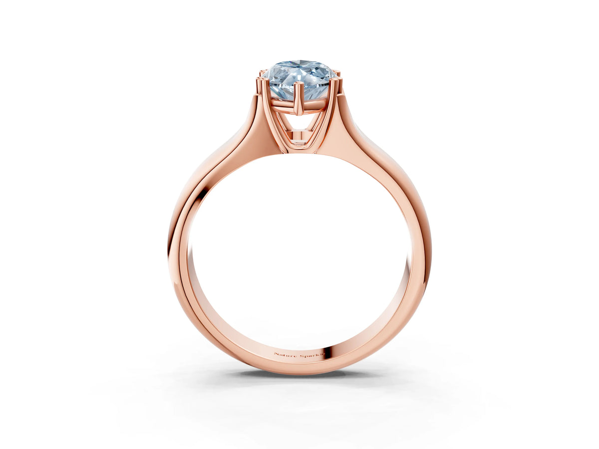 Fancy Blue Marquise Cut Diamond Solitaire Ring in Rose gold with Smooth Wide Band and Prong Setting_3