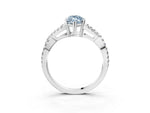 Fancy Blue Marquise Cut Diamond Solitaire Ring in Silver with Interwoven Pavé Band and Prong Setting_9