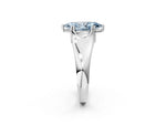 Fancy Blue Marquise Cut Diamond Solitaire Ring in Silver with Smooth Wide Band and Prong Setting_14