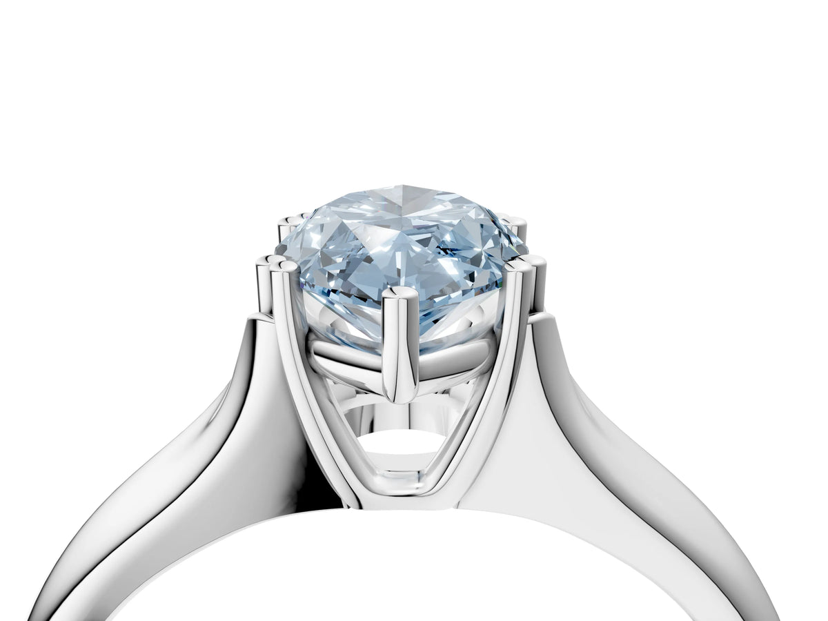Fancy Blue Marquise Cut Diamond Solitaire Ring in Silver with Smooth Wide Band and Prong Setting_16