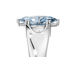 Fancy Blue Marquise Cut Diamond Solitaire Ring in Silver with Smooth Wide Band and Prong Setting_17